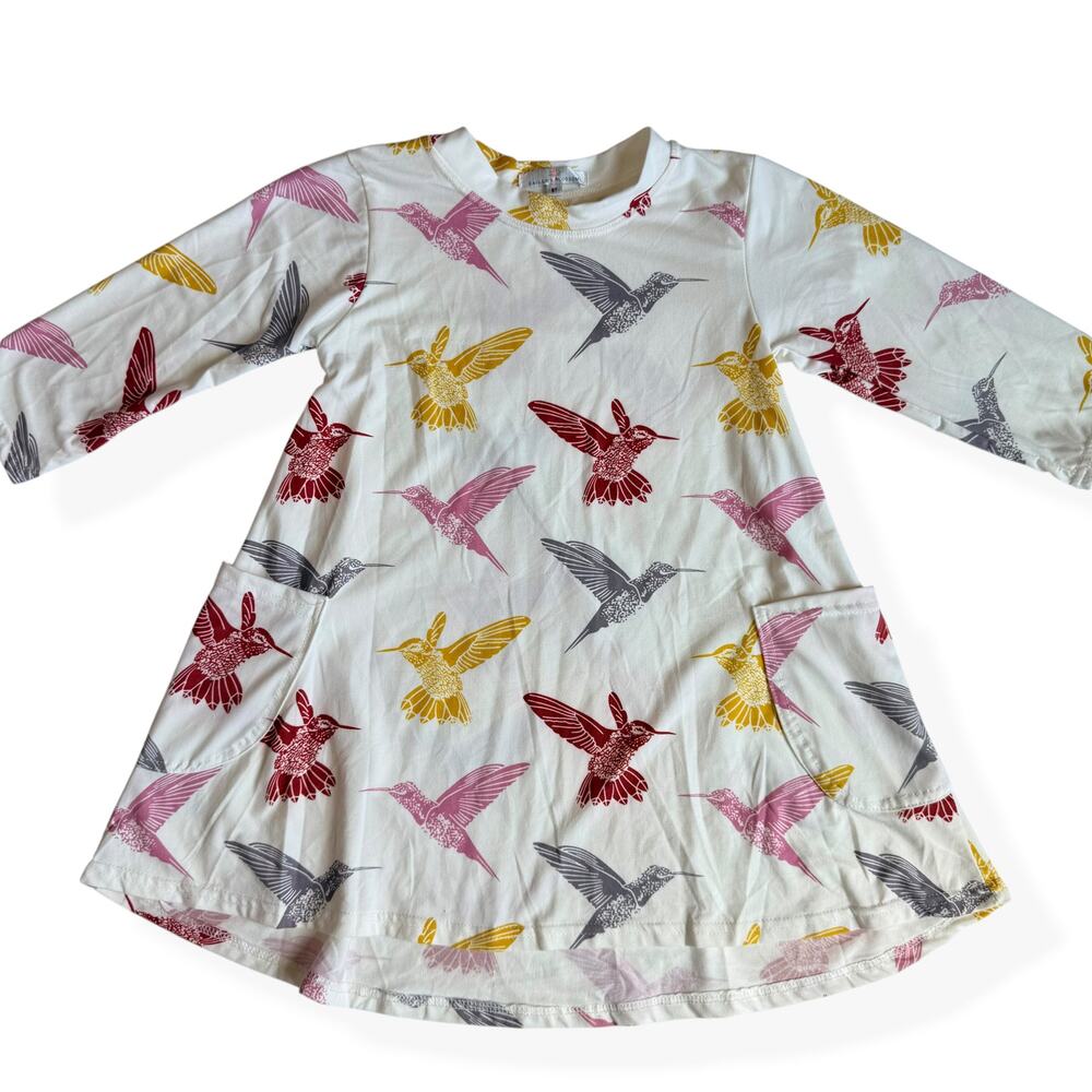 Bailey's Blossoms Hummingbird Off-White Dress Girls 5T